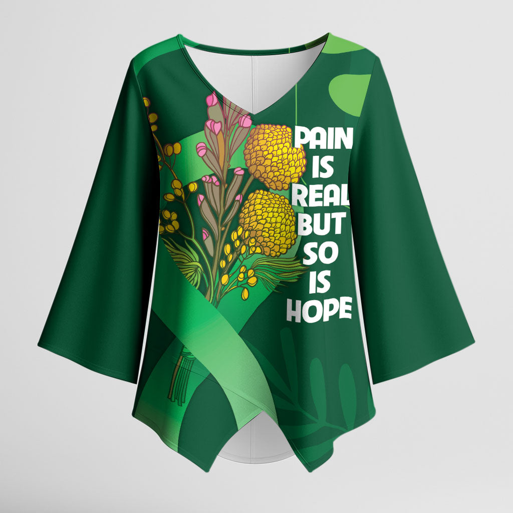 Australia Mental Health Personalised Kimono Sleeve Blouse Pain Real But So Is Hope