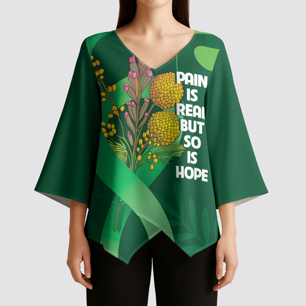 Australia Mental Health Personalised Kimono Sleeve Blouse Pain Real But So Is Hope