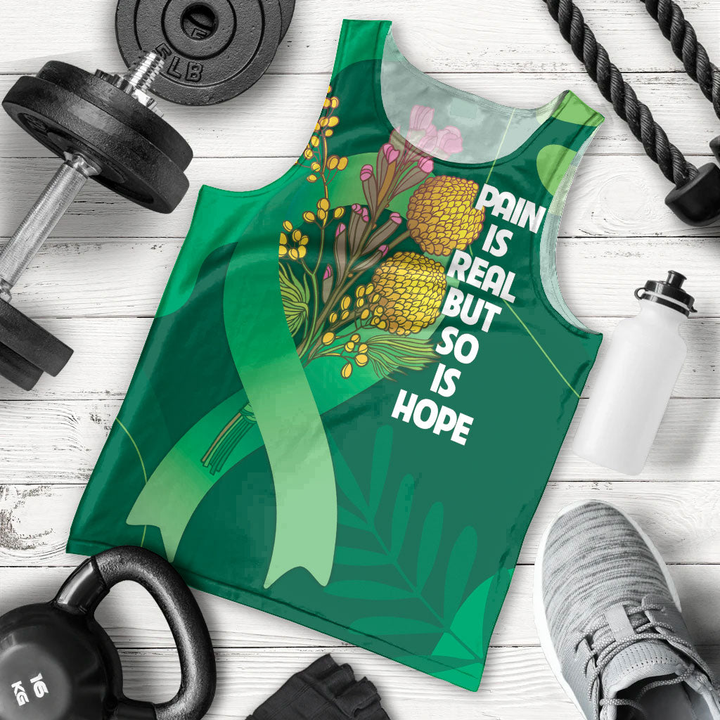 Australia Mental Health Personalised Men Tank Top Pain Real But So Is Hope