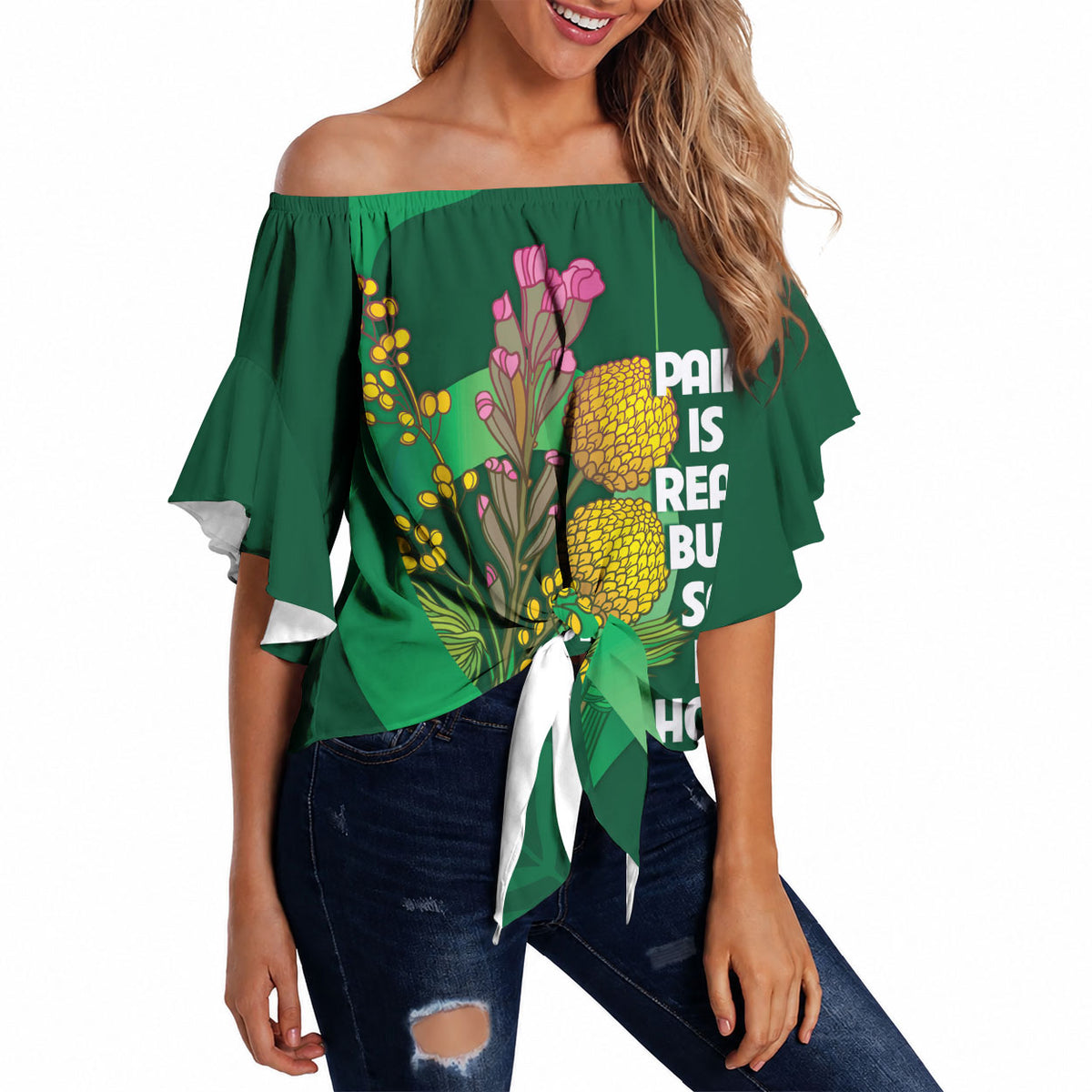 Australia Mental Health Personalised Off Shoulder Wrap Waist Top Pain Real But So Is Hope