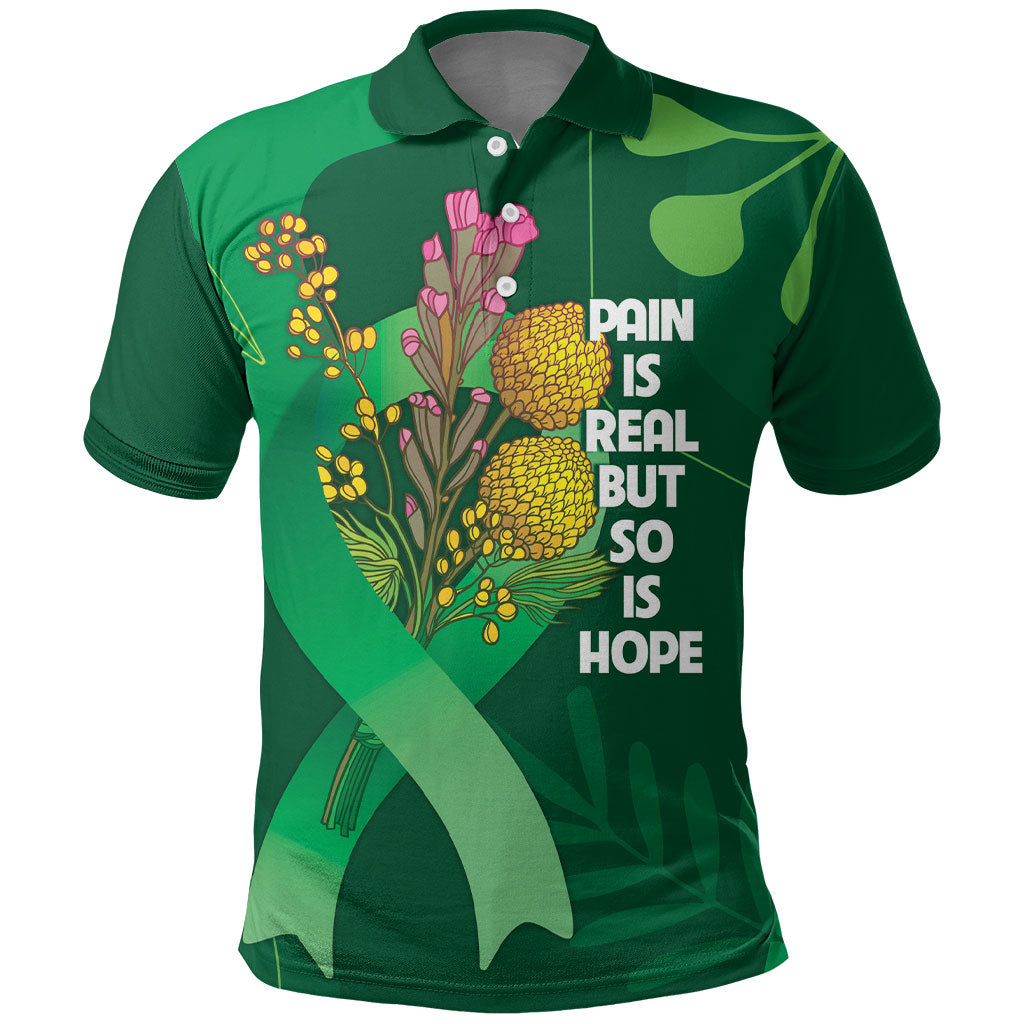 Australia Mental Health Personalised Polo Shirt Pain Real But So Is Hope
