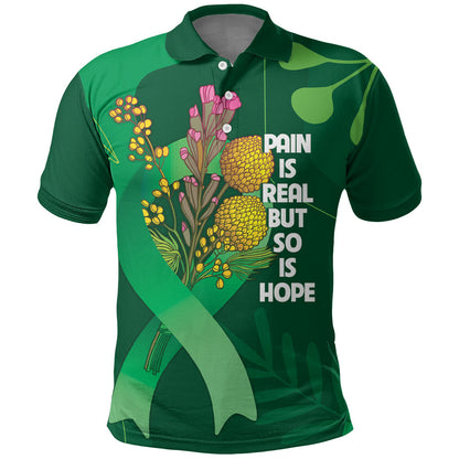 Australia Mental Health Personalised Polo Shirt Pain Real But So Is Hope
