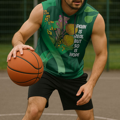 Australia Mental Health Personalised Sleeveless Hoodie Pain Real But So Is Hope
