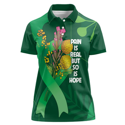 Australia Mental Health Personalised Women Polo Shirt Pain Real But So Is Hope