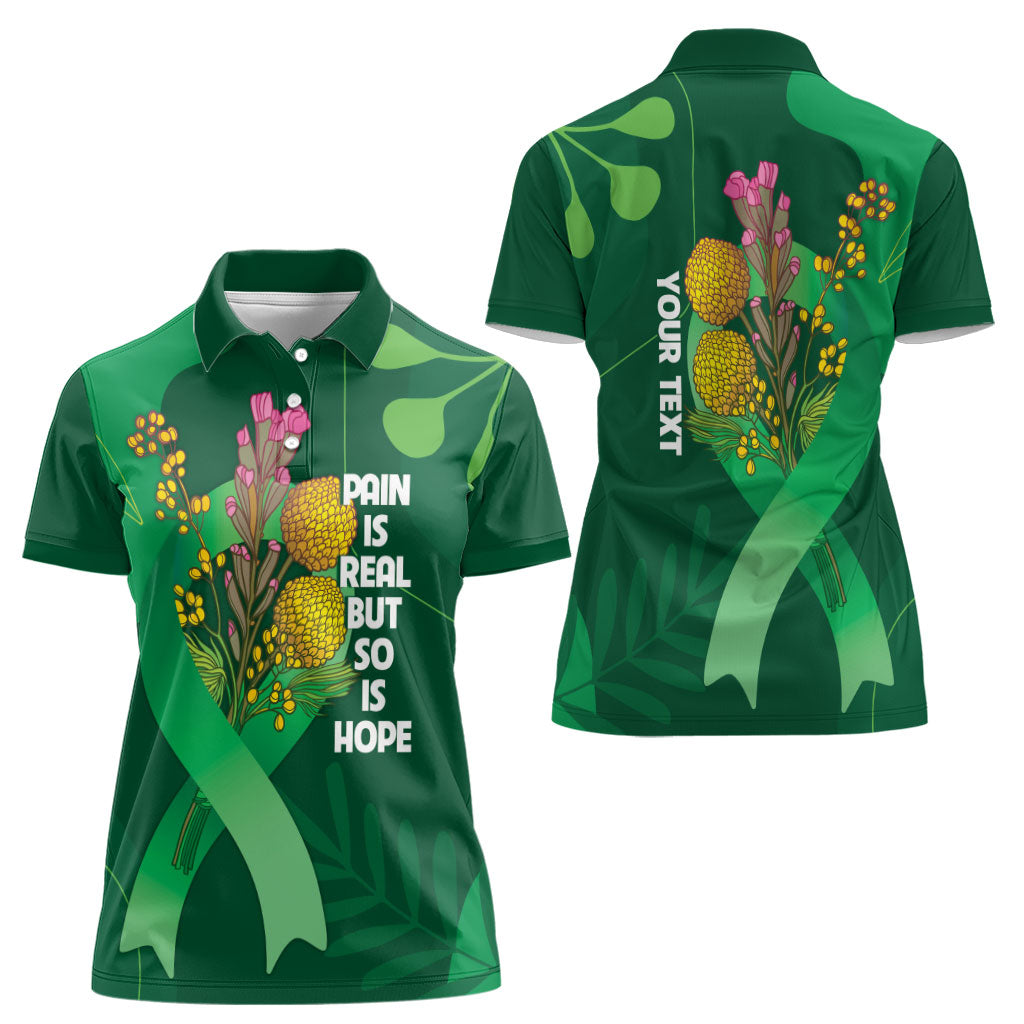 Australia Mental Health Personalised Women Polo Shirt Pain Real But So Is Hope