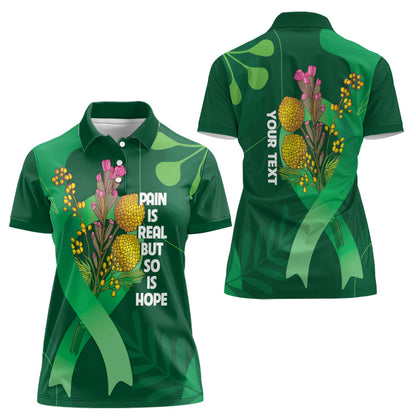 Australia Mental Health Personalised Women Polo Shirt Pain Real But So Is Hope