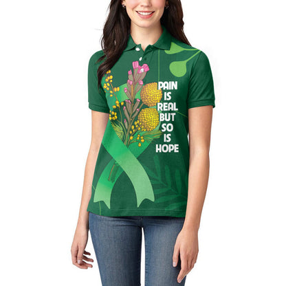 Australia Mental Health Personalised Women Polo Shirt Pain Real But So Is Hope