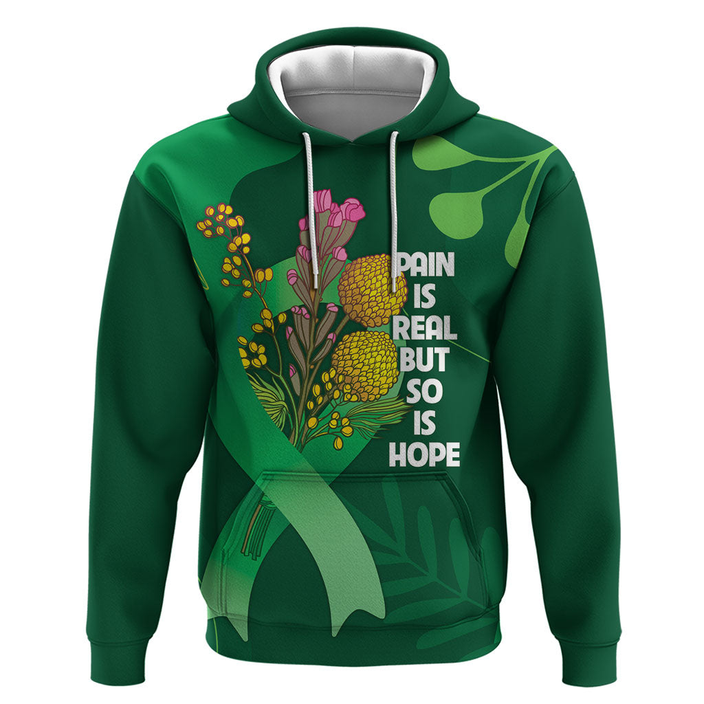 Australia Mental Health Personalised Zip Hoodie Pain Real But So Is Hope