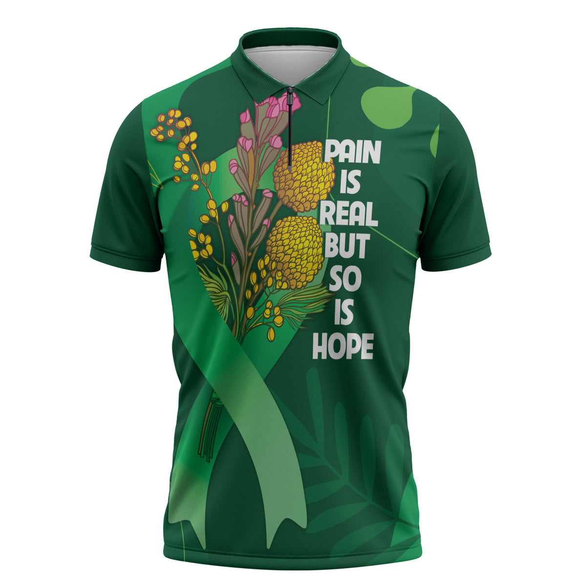 Australia Mental Health Personalised Zipper Polo Shirt Pain Real But So Is Hope