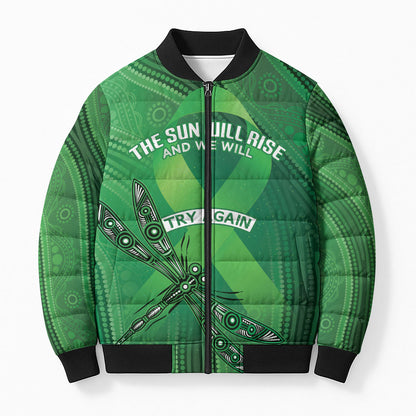Australia Mental Health Personalised Bomber Puffer Jacket The Sun Will Rise And We Will Try Again