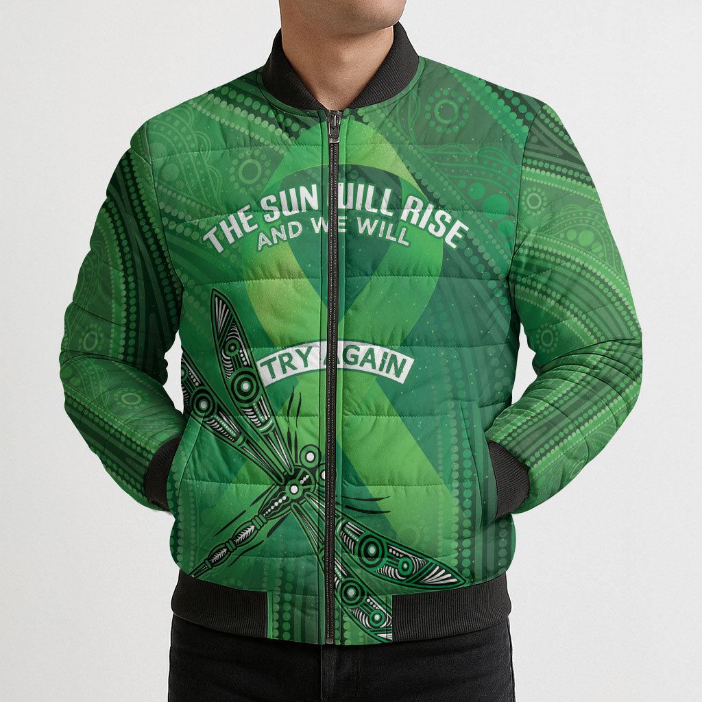 Australia Mental Health Personalised Bomber Puffer Jacket The Sun Will Rise And We Will Try Again