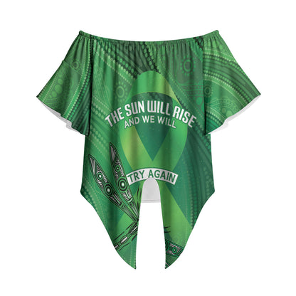 Australia Mental Health Personalised Off Shoulder Wrap Waist Top The Sun Will Rise And We Will Try Again