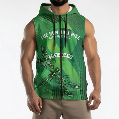 Australia Mental Health Personalised Sleeveless Zip Hoodie The Sun Will Rise And We Will Try Again