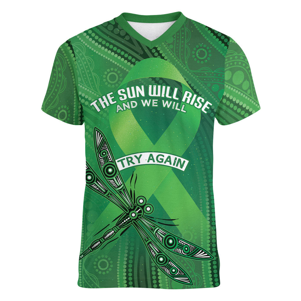 Australia Mental Health Personalised Women V-Neck T-Shirt The Sun Will Rise And We Will Try Again