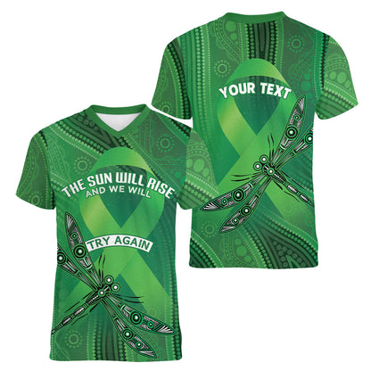 Australia Mental Health Personalised Women V-Neck T-Shirt The Sun Will Rise And We Will Try Again