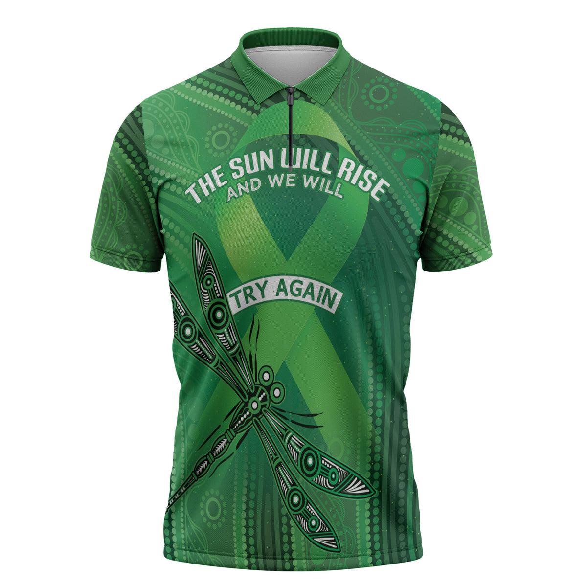 Australia Mental Health Personalised Zipper Polo Shirt The Sun Will Rise And We Will Try Again