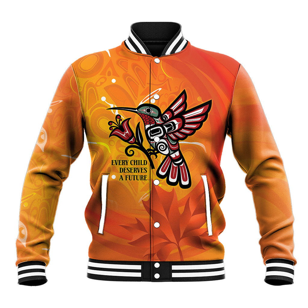 Indigenous Orange Day All Children Matters Support Baseball Jacket Canadian Haida Hummingbird