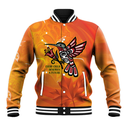 Indigenous Orange Day All Children Matters Support Baseball Jacket Canadian Haida Hummingbird