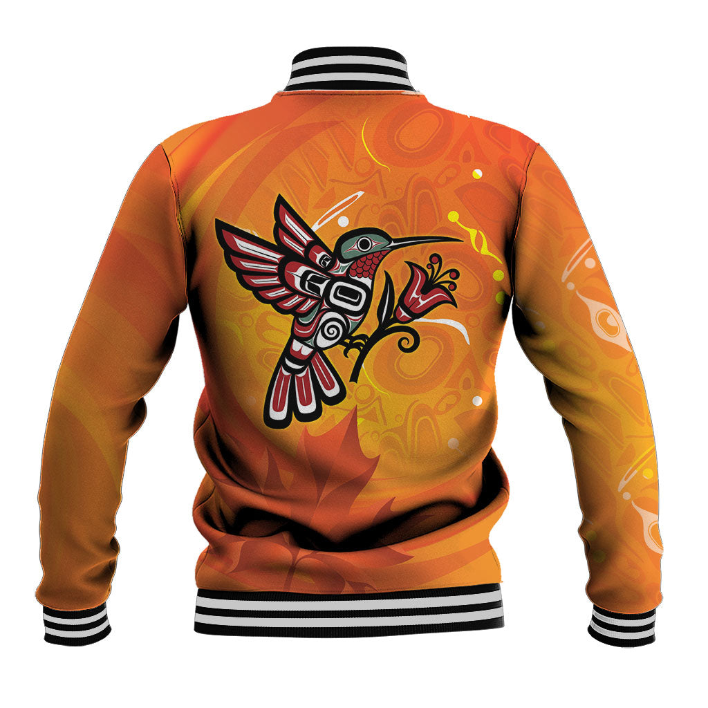 Indigenous Orange Day All Children Matters Support Baseball Jacket Canadian Haida Hummingbird