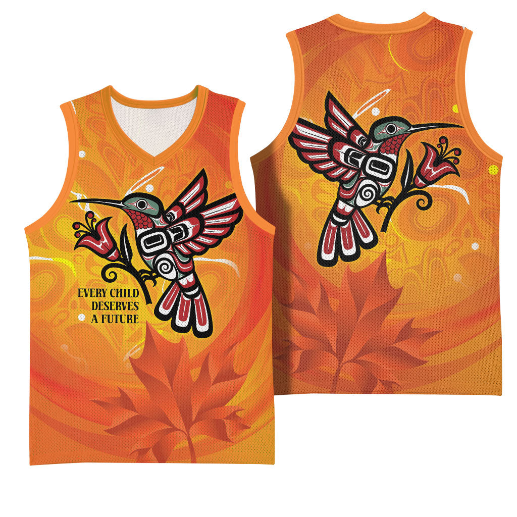 Indigenous Orange Day All Children Matters Support Basketball Jersey Canadian Haida Hummingbird