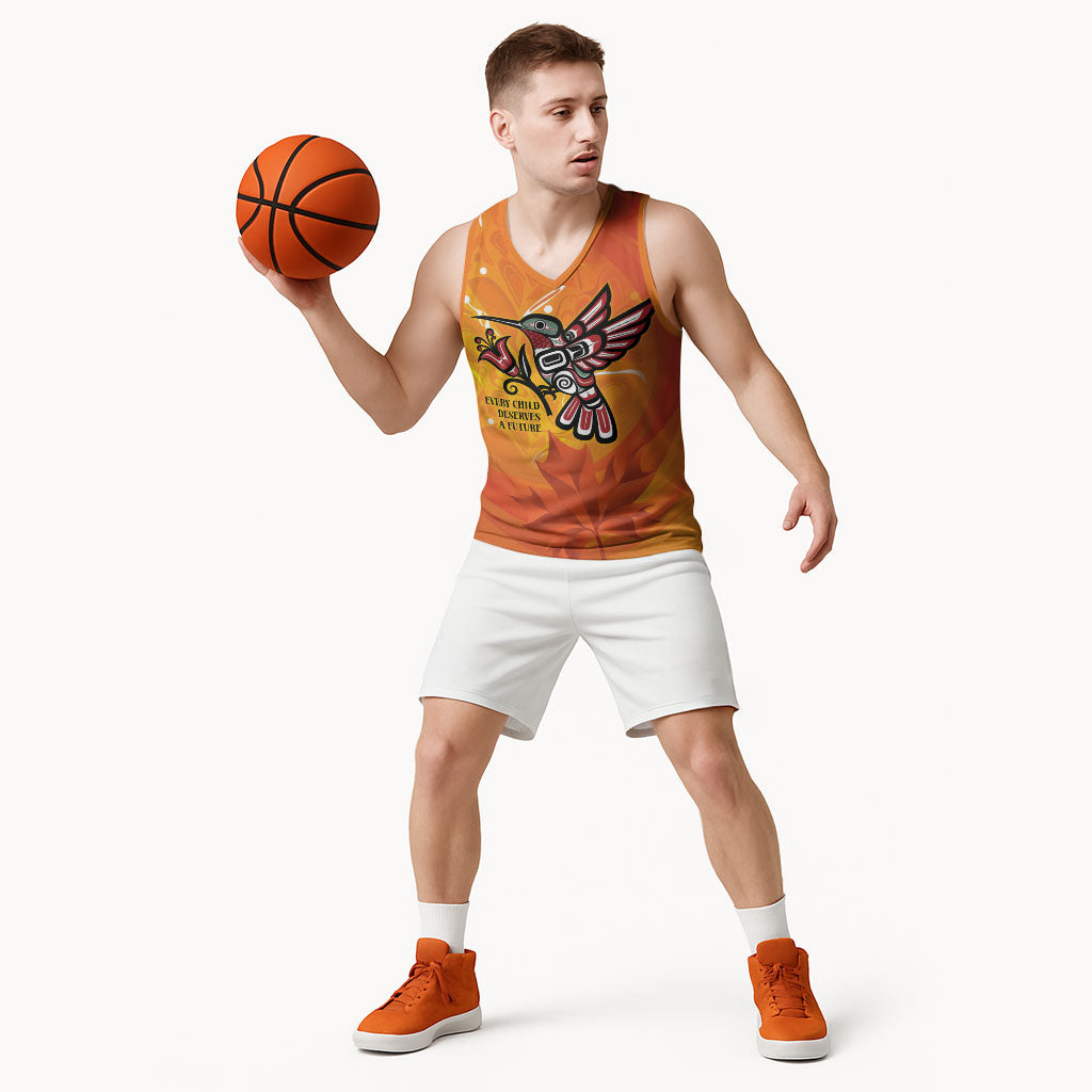 Indigenous Orange Day All Children Matters Support Basketball Jersey Canadian Haida Hummingbird
