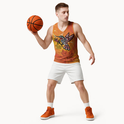 Indigenous Orange Day All Children Matters Support Basketball Jersey Canadian Haida Hummingbird