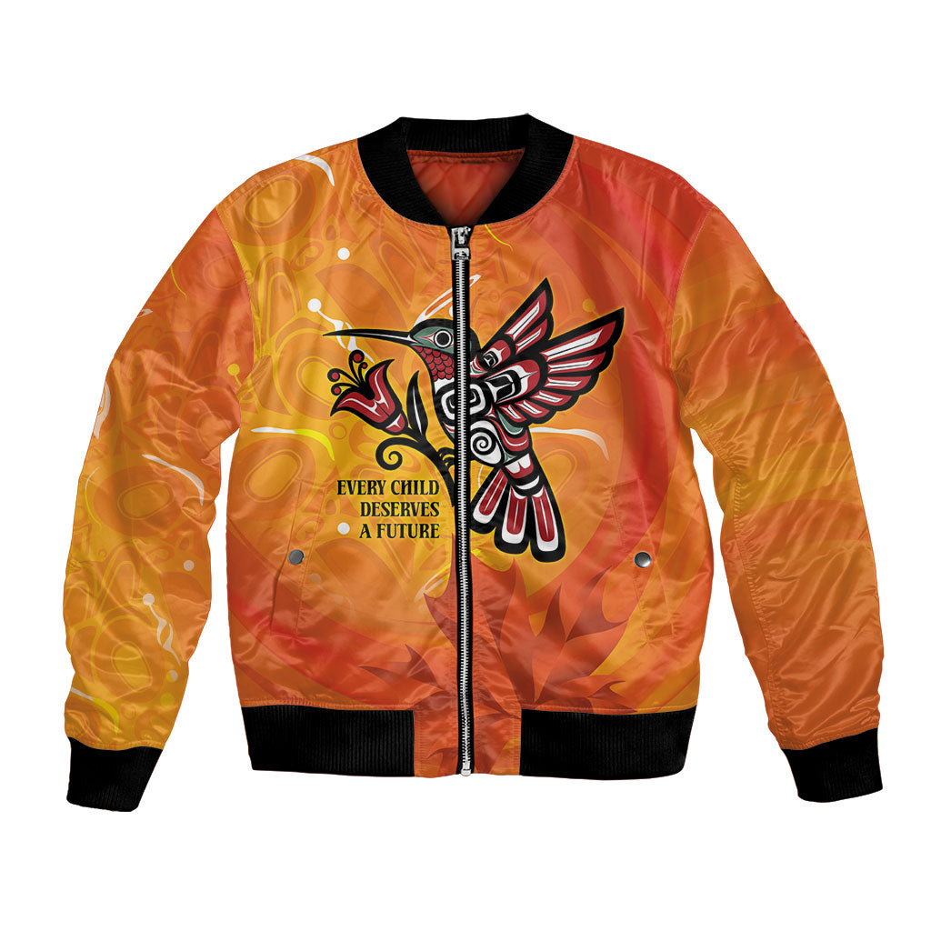 Indigenous Orange Day All Children Matters Support Bomber Jacket Canadian Haida Hummingbird