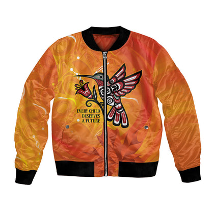 Indigenous Orange Day All Children Matters Support Bomber Jacket Canadian Haida Hummingbird