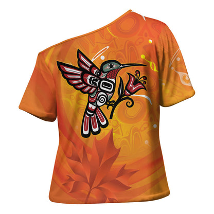 Indigenous Orange Day All Children Matters Support Cross Shoulder Shirt Canadian Haida Hummingbird