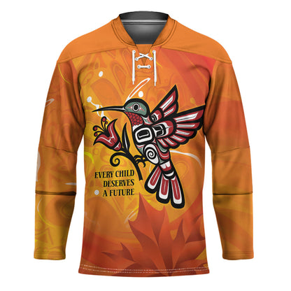 Indigenous Orange Day All Children Matters Support Hockey Jersey Canadian Haida Hummingbird