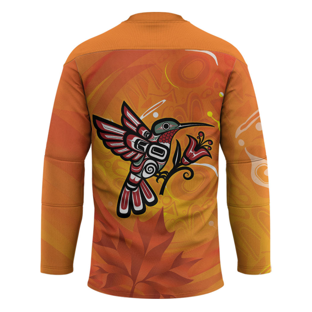 Indigenous Orange Day All Children Matters Support Hockey Jersey Canadian Haida Hummingbird