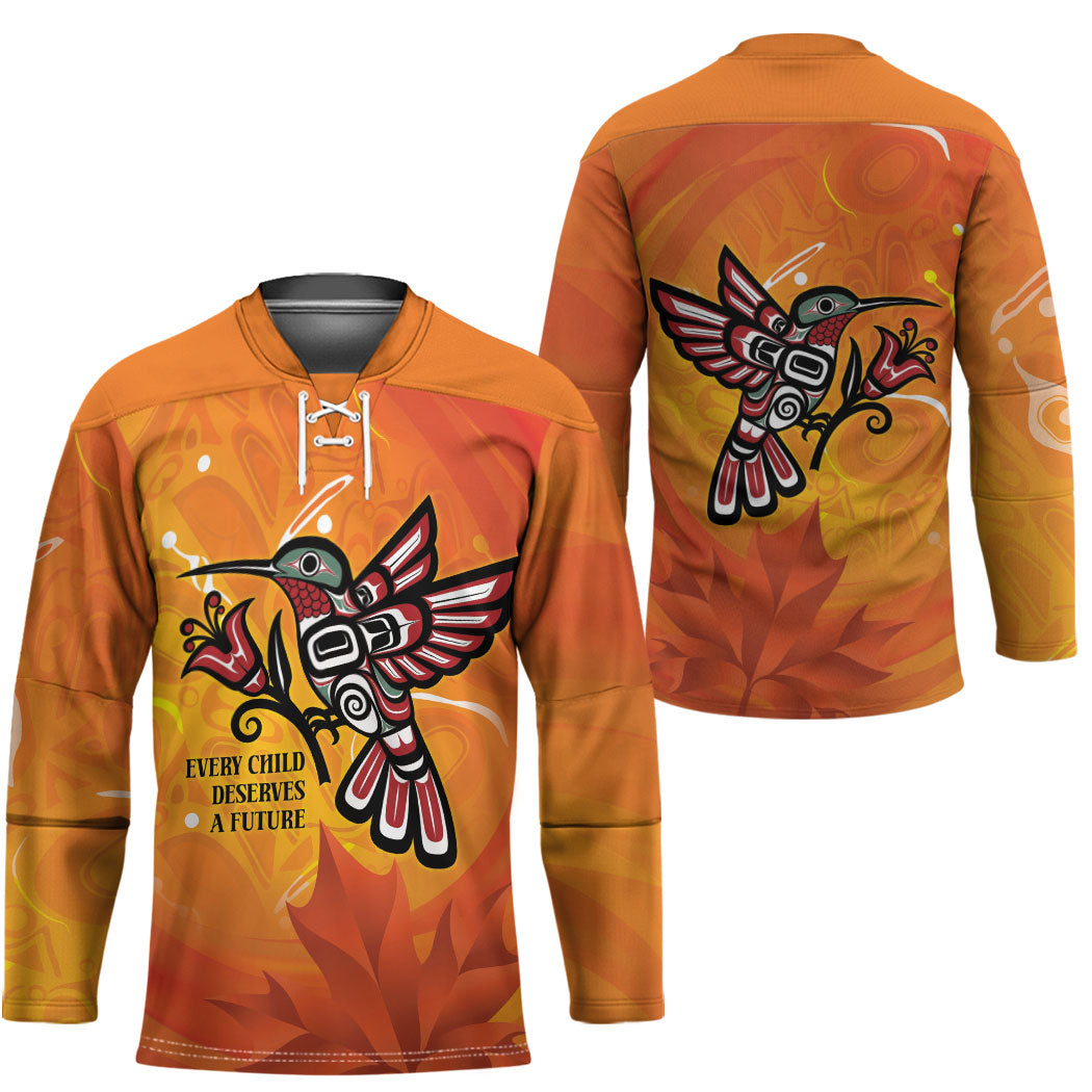 Indigenous Orange Day All Children Matters Support Hockey Jersey Canadian Haida Hummingbird