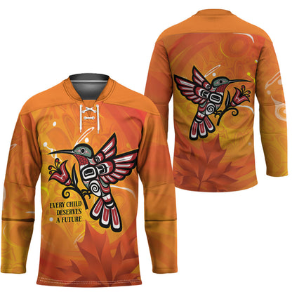 Indigenous Orange Day All Children Matters Support Hockey Jersey Canadian Haida Hummingbird