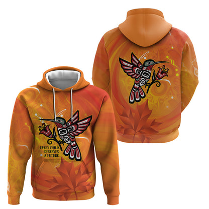 Indigenous Orange Day All Children Matters Support Hoodie Canadian Haida Hummingbird