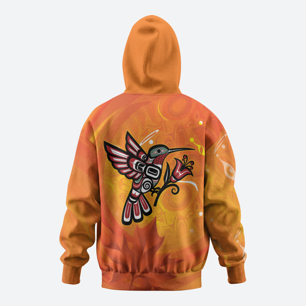 Indigenous Orange Day All Children Matters Support Hoodie Canadian Haida Hummingbird
