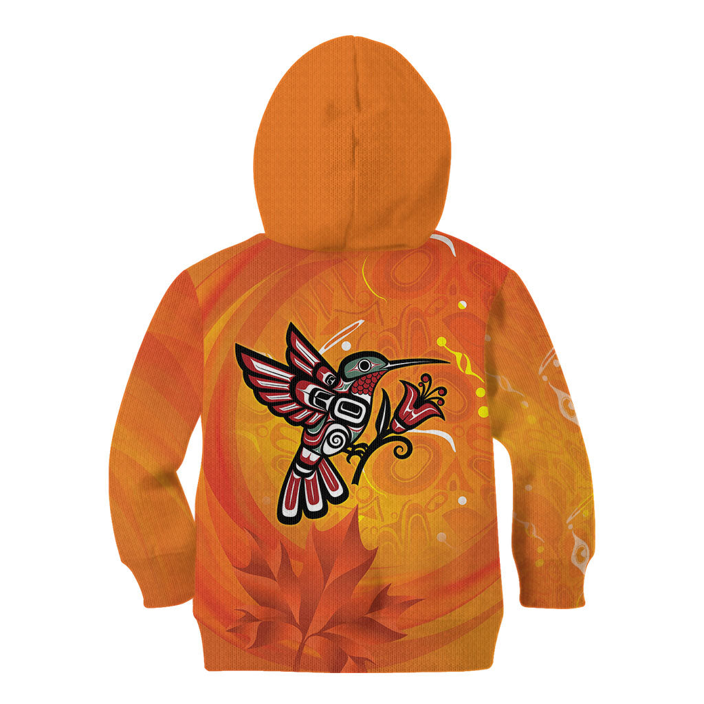 Indigenous Orange Day All Children Matters Support Kid Hoodie Canadian Haida Hummingbird