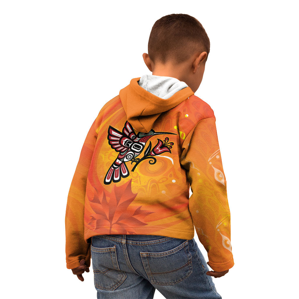 Indigenous Orange Day All Children Matters Support Kid Hoodie Canadian Haida Hummingbird