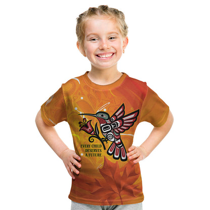 Indigenous Orange Day All Children Matters Support Kid T Shirt Canadian Haida Hummingbird