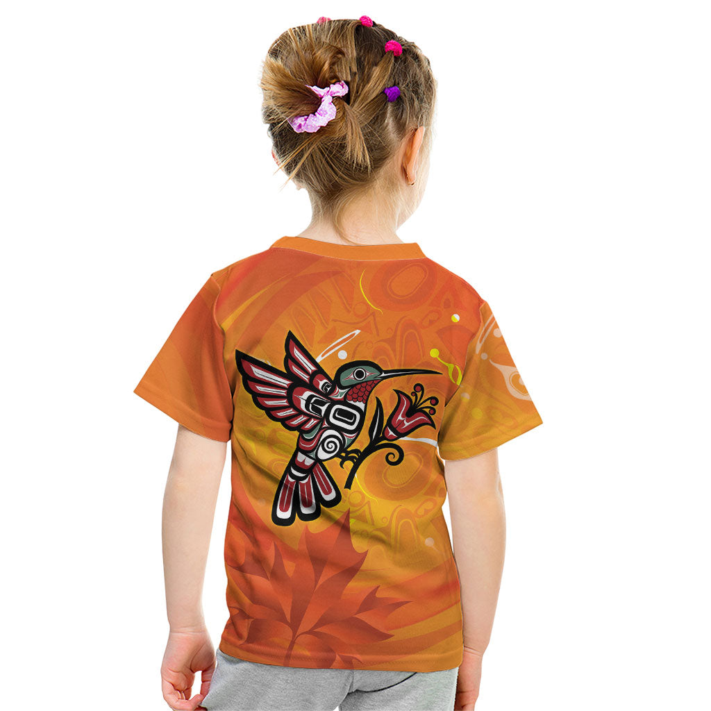 Indigenous Orange Day All Children Matters Support Kid T Shirt Canadian Haida Hummingbird