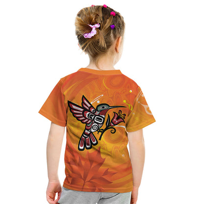 Indigenous Orange Day All Children Matters Support Kid T Shirt Canadian Haida Hummingbird