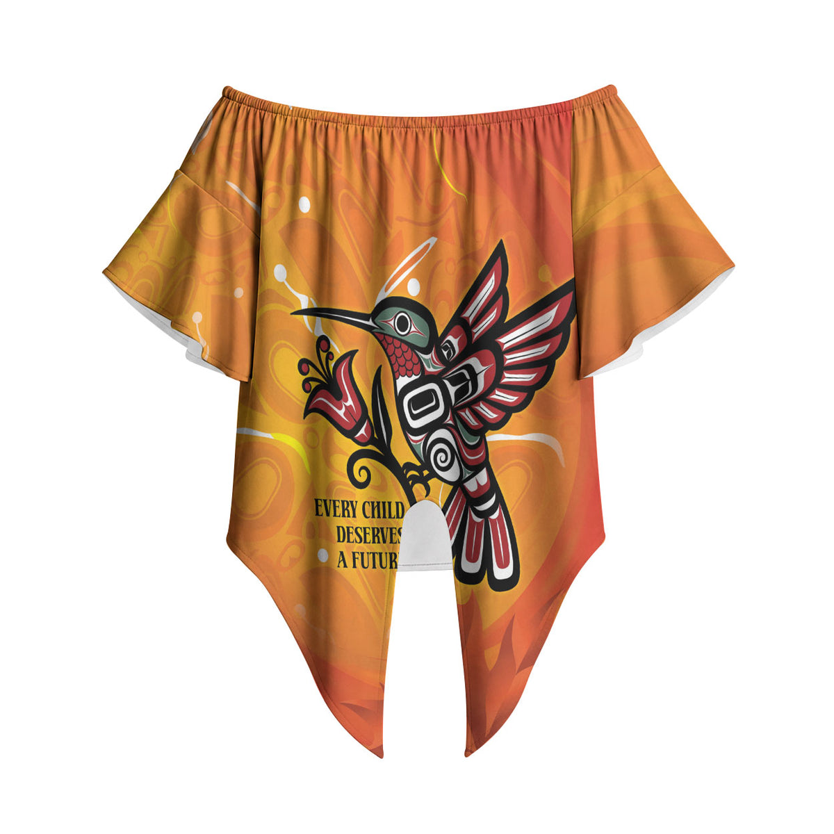 Indigenous Orange Day All Children Matters Support Off Shoulder Wrap Waist Top Canadian Haida Hummingbird