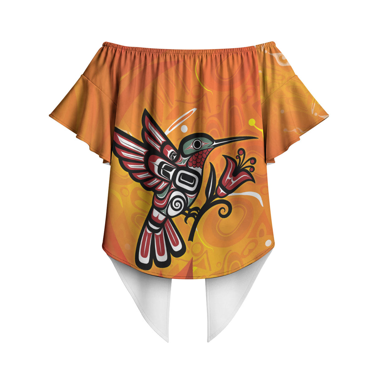 Indigenous Orange Day All Children Matters Support Off Shoulder Wrap Waist Top Canadian Haida Hummingbird