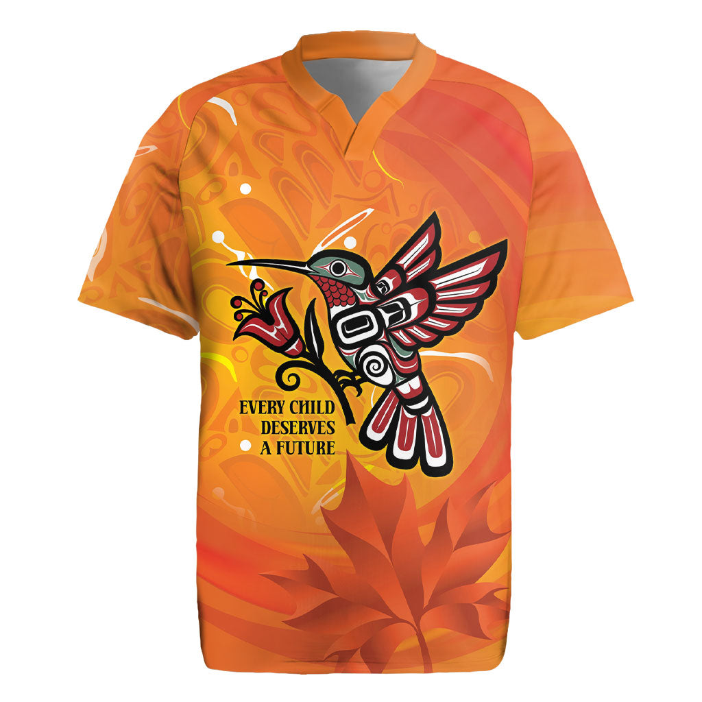 Indigenous Orange Day All Children Matters Support Rugby Jersey Canadian Haida Hummingbird
