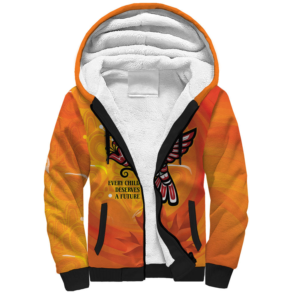 Indigenous Orange Day All Children Matters Support Sherpa Hoodie Canadian Haida Hummingbird