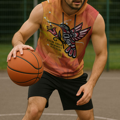 Indigenous Orange Day All Children Matters Support Sleeveless Hoodie Canadian Haida Hummingbird