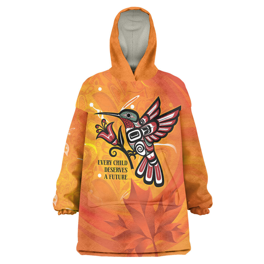 Indigenous Orange Day All Children Matters Support Wearable Blanket Hoodie Canadian Haida Hummingbird