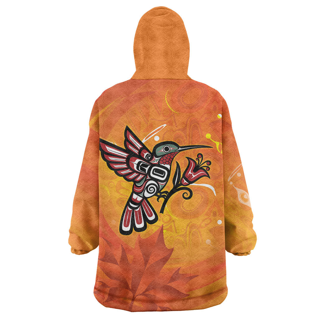 Indigenous Orange Day All Children Matters Support Wearable Blanket Hoodie Canadian Haida Hummingbird