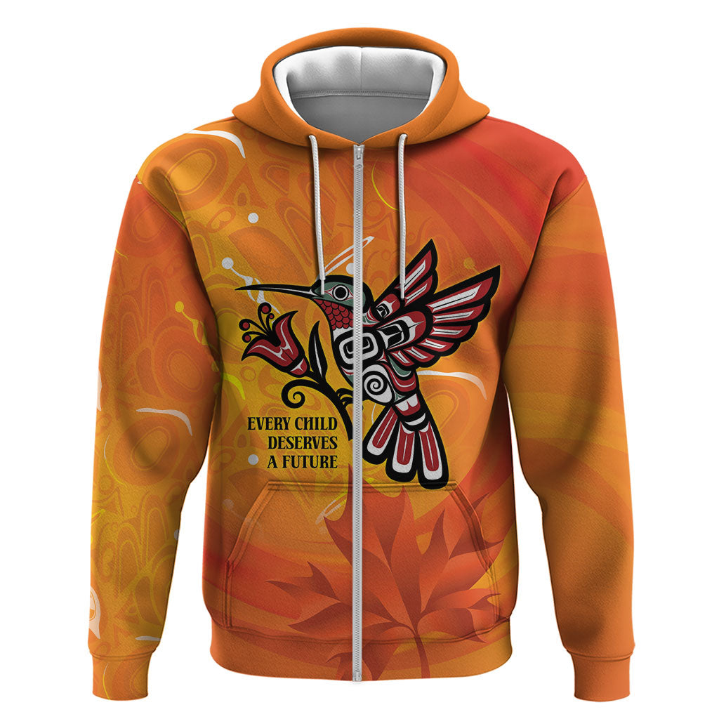 Indigenous Orange Day All Children Matters Support Zip Hoodie Canadian Haida Hummingbird