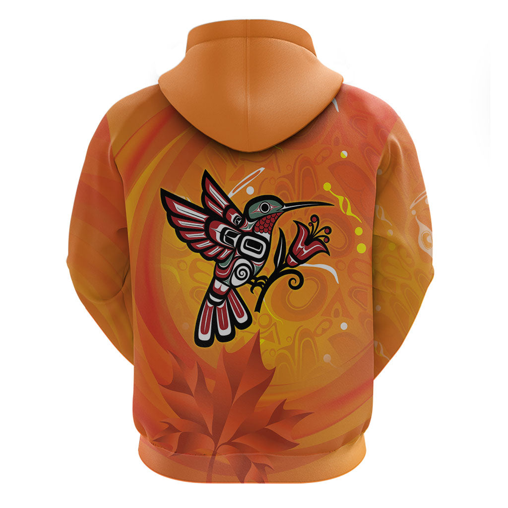 Indigenous Orange Day All Children Matters Support Zip Hoodie Canadian Haida Hummingbird