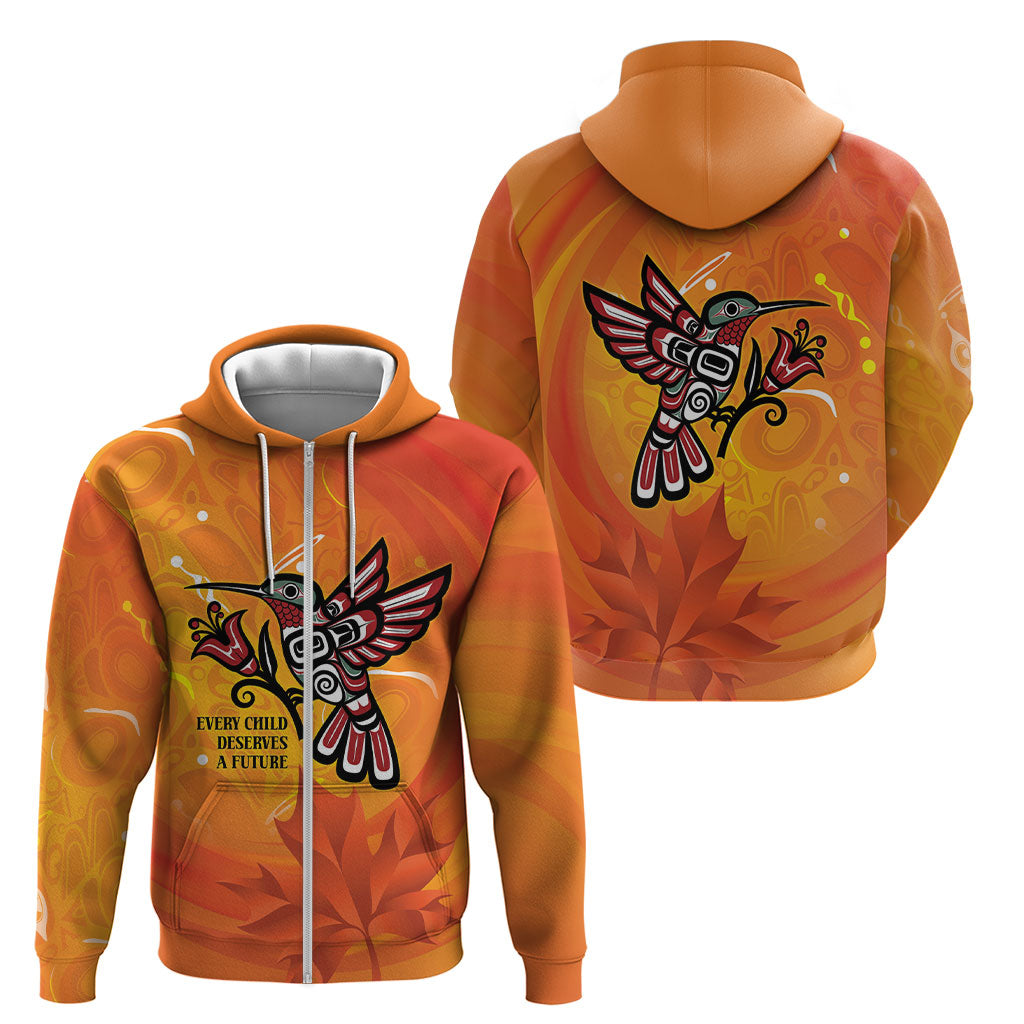 Indigenous Orange Day All Children Matters Support Zip Hoodie Canadian Haida Hummingbird